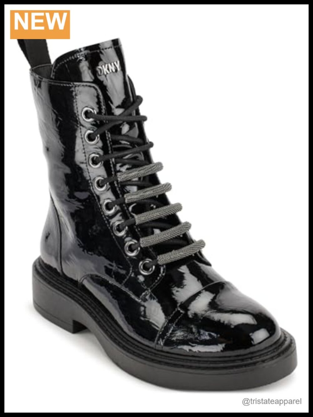 Faux Leather Lace Up Ankle Bootie Combat Boot